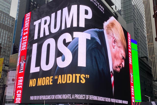 <p>A GOP group has put up multiple billboards taunting former President Donald Trump and his supporters for their continued efforts to get the 2020 election overturned</p>