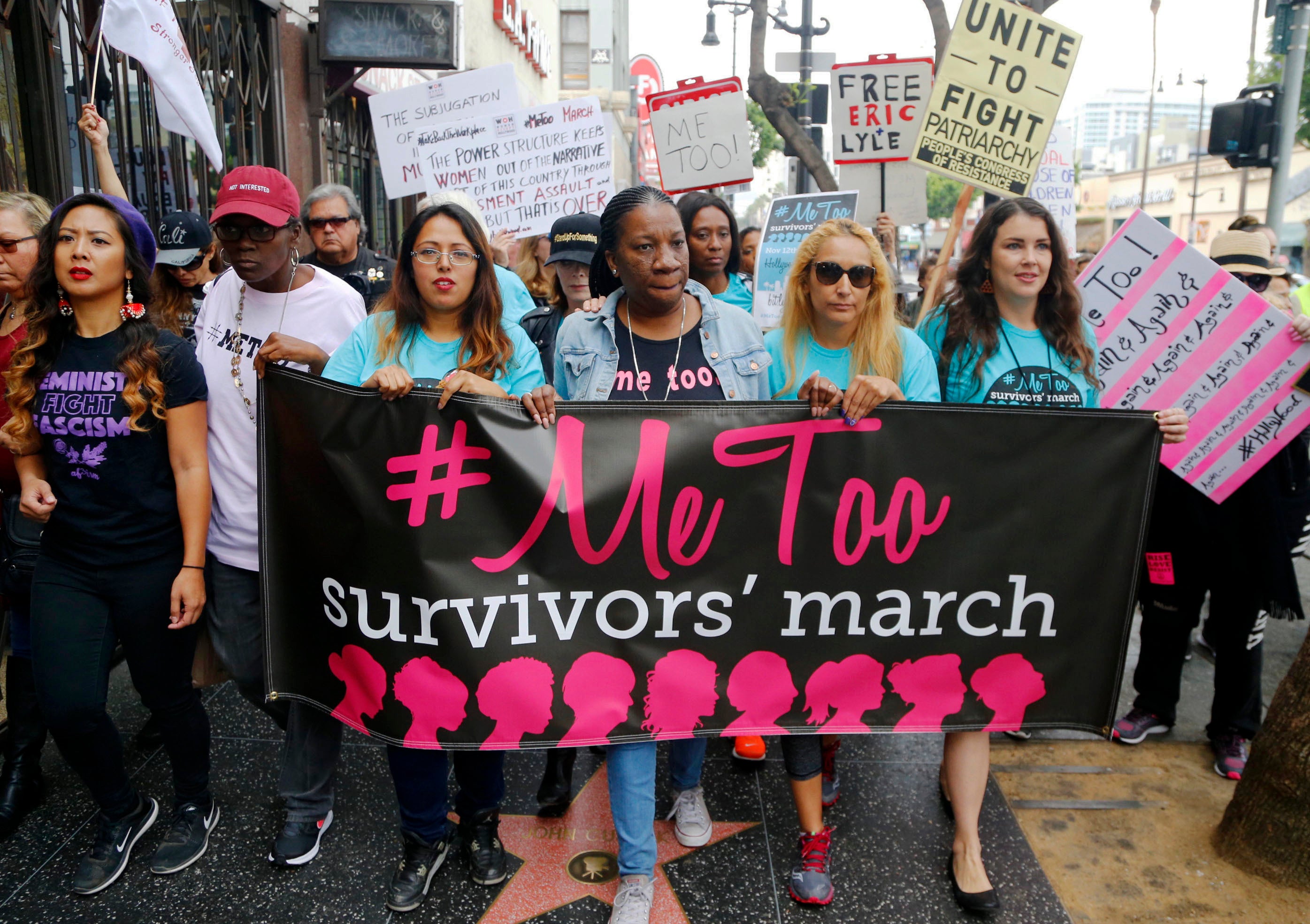 File: Participants march against sexual assault and harassment during the #MeToo March