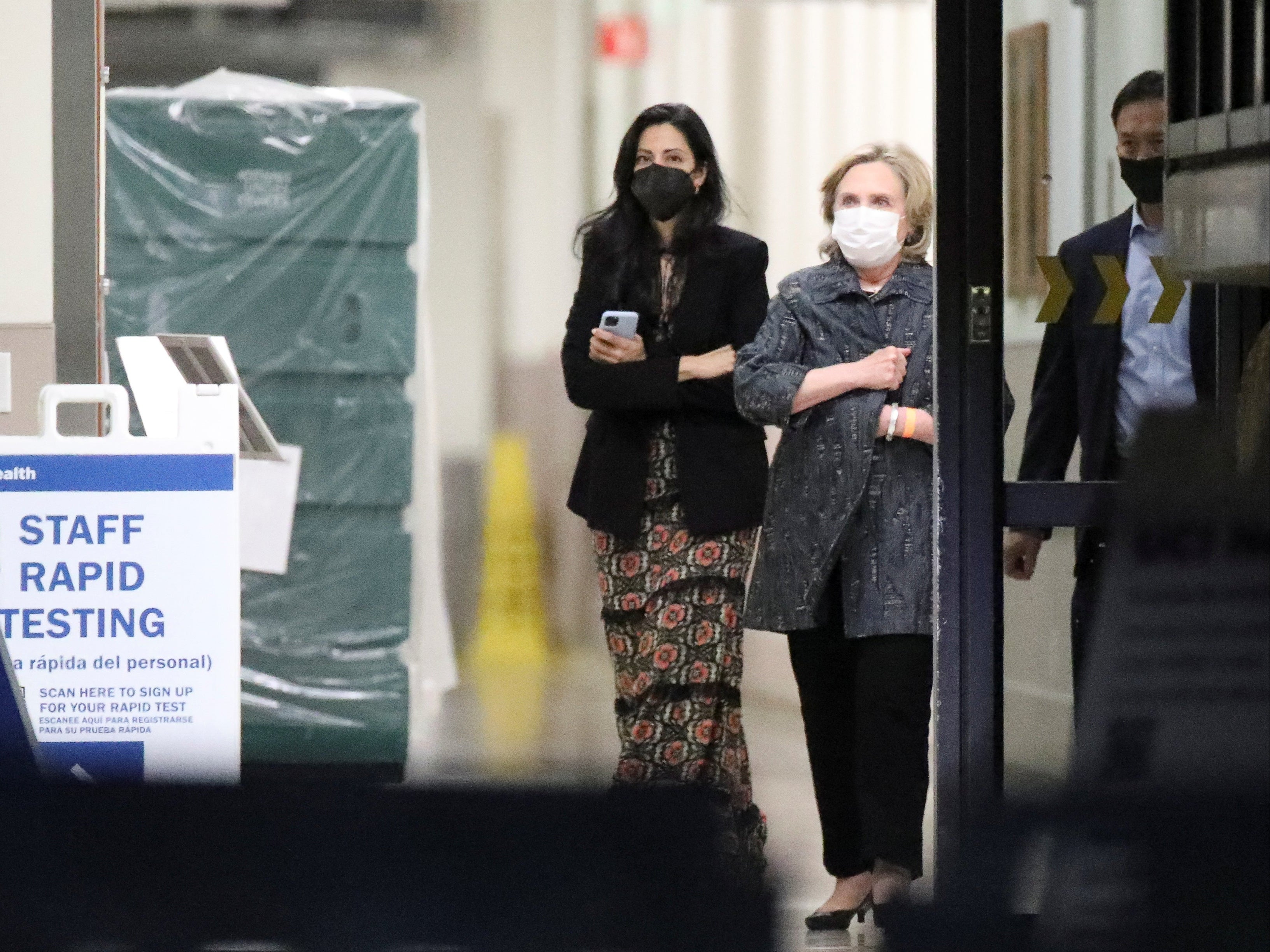 Hillary Clinton leaves University of California Irvine Medical Center after visiting her husband Bill Clinton