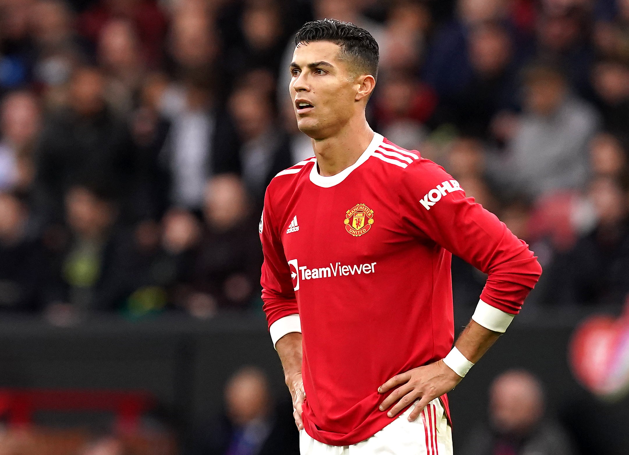 Cristiano Ronaldo cut a frustrated figure after Manchester United’s 1-1 draw with Everton (Martin Rickett/PA)