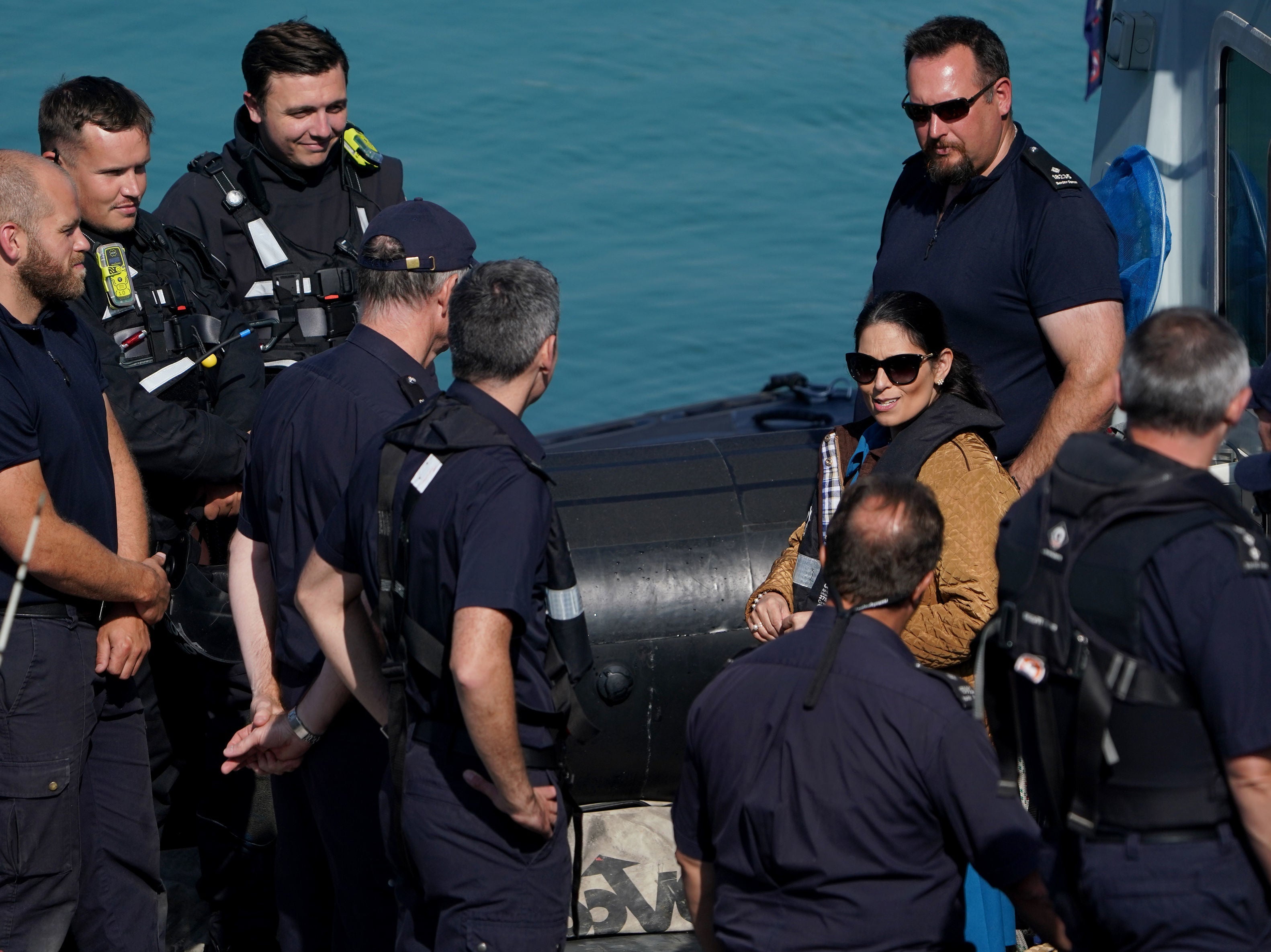 Home Secretary Priti Patel during a visit to the Border Force facility in Dover