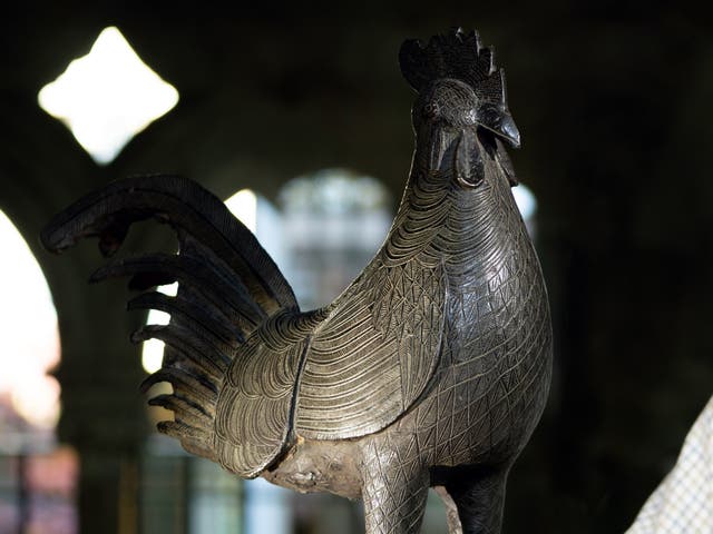 <p>The Benin bronze statue at Jesus College, University of Cambridge, will be returned to Nigeria this month. </p>