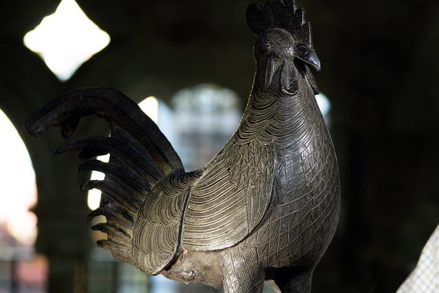 <p>The Benin bronze statue at Jesus College, University of Cambridge, will be returned to Nigeria this month. </p>