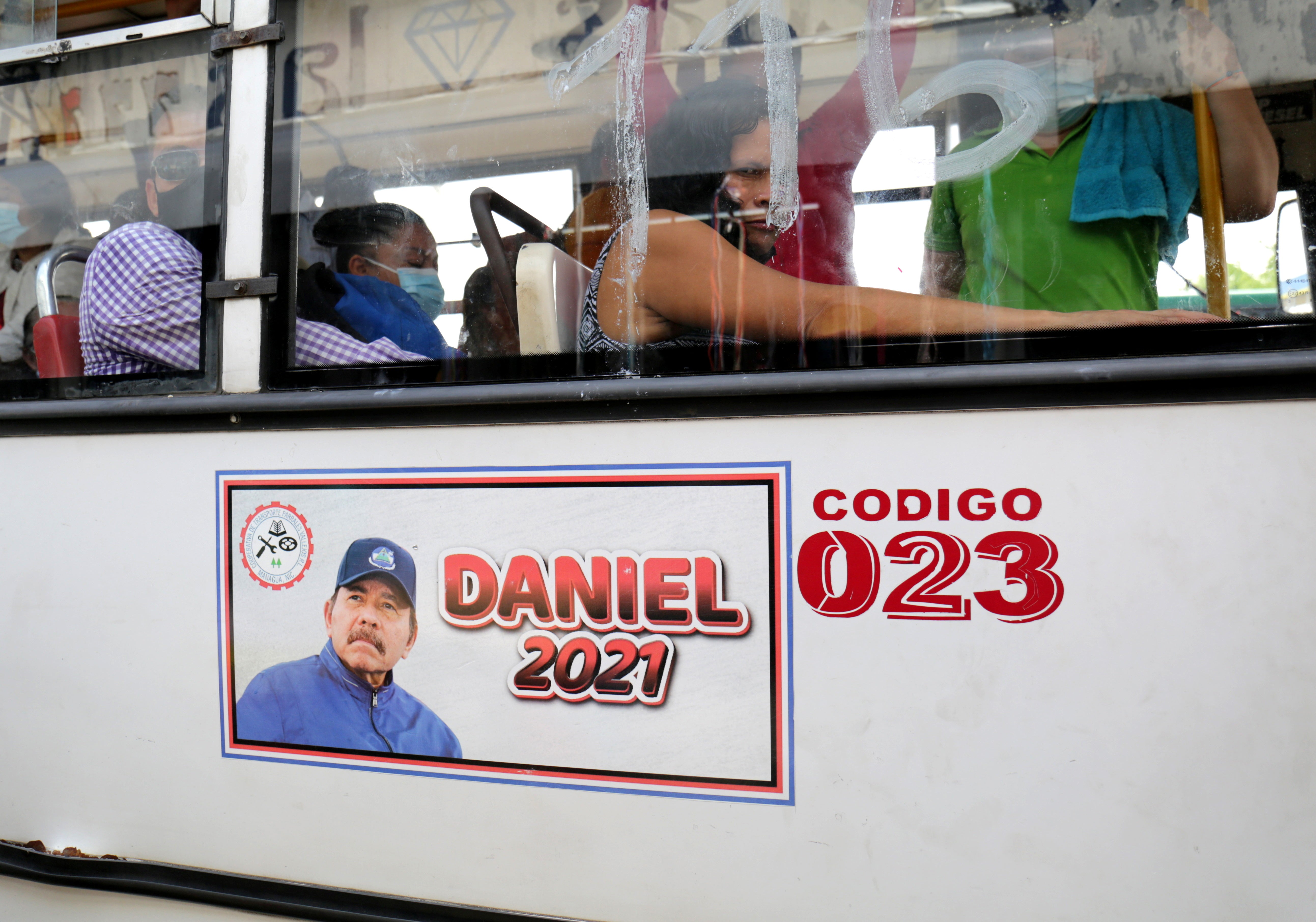 A poster promoting Nicaragua President Ortega as a presidential candidate