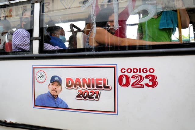 <p>A poster promoting Nicaragua President Ortega as a presidential candidate </p>