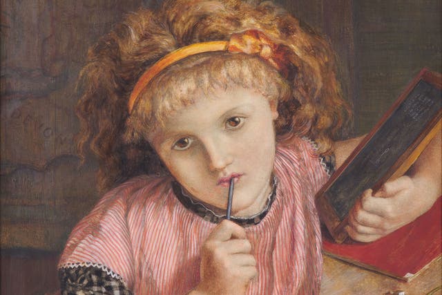 <p>‘A deep problem – 9 and 6 make’ by Catherine Madox Brown, 1875</p>