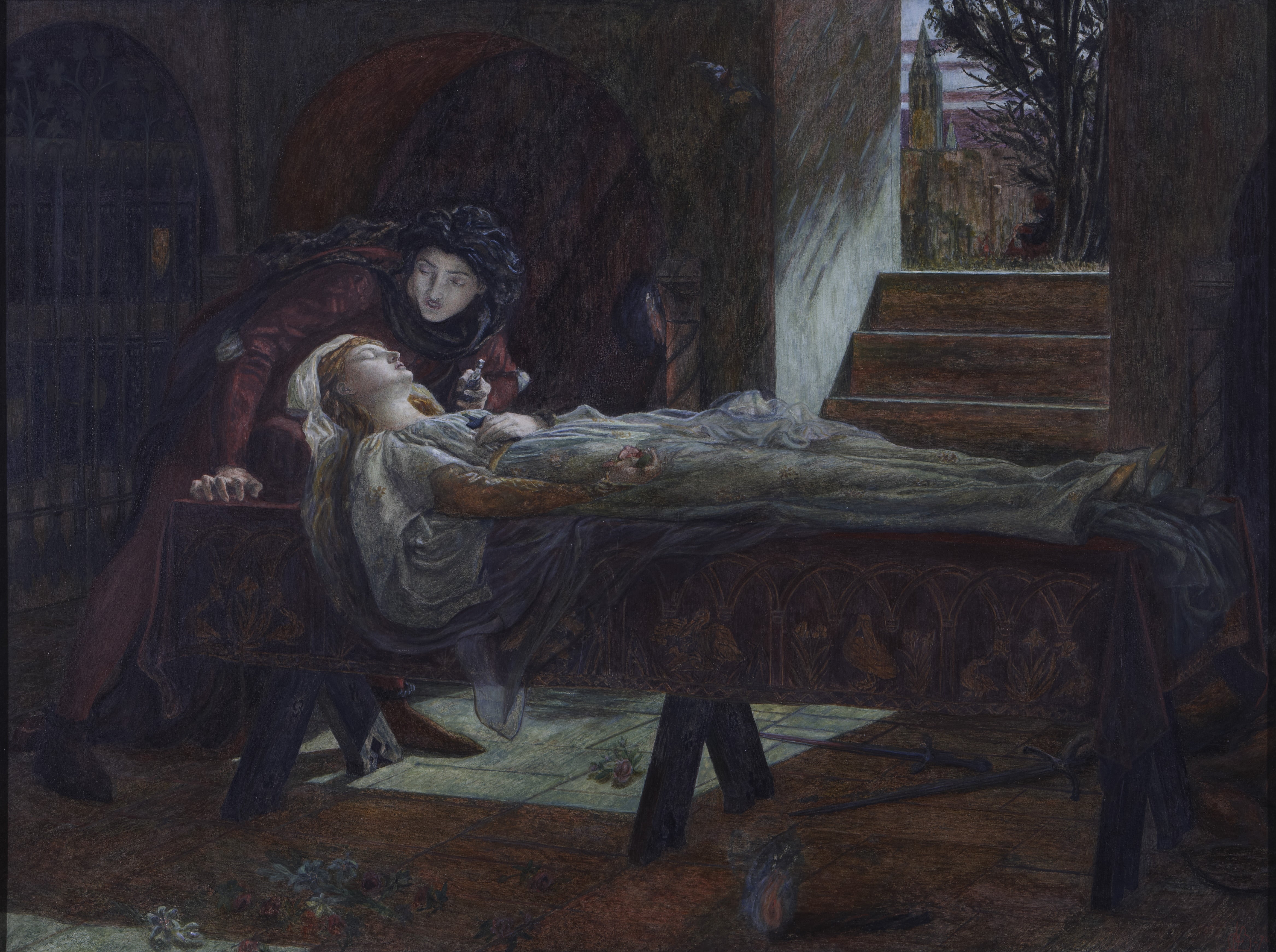 ‘The Tomb Scene from Shakespeare's Romeo and Juliet’ by Lucy Madox Brown, 1870