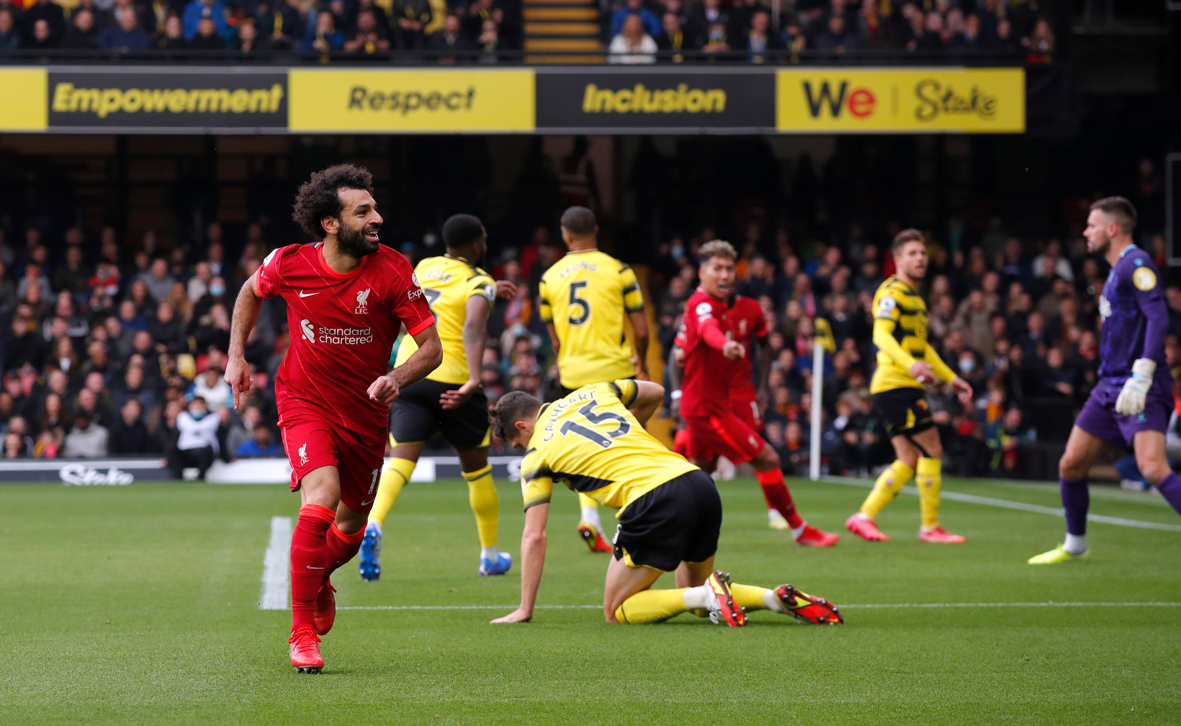 The Egyptian produced a stunning effort for Liverpool’s fourth goal