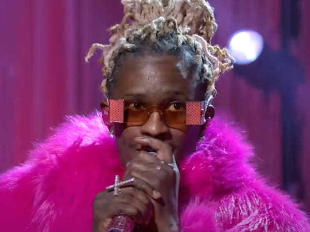 <p>Young Thug on SNL</p>