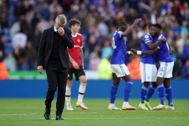 Ole Gunnar Solskjaer’s (left) Manchester United lost at Leicester on Saturday (Mike Egerton/PA)