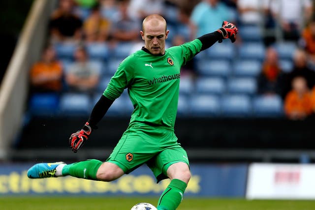 <p>Aaron McCarey, pictured playing for Wolves, was the goalkeeper involved</p>