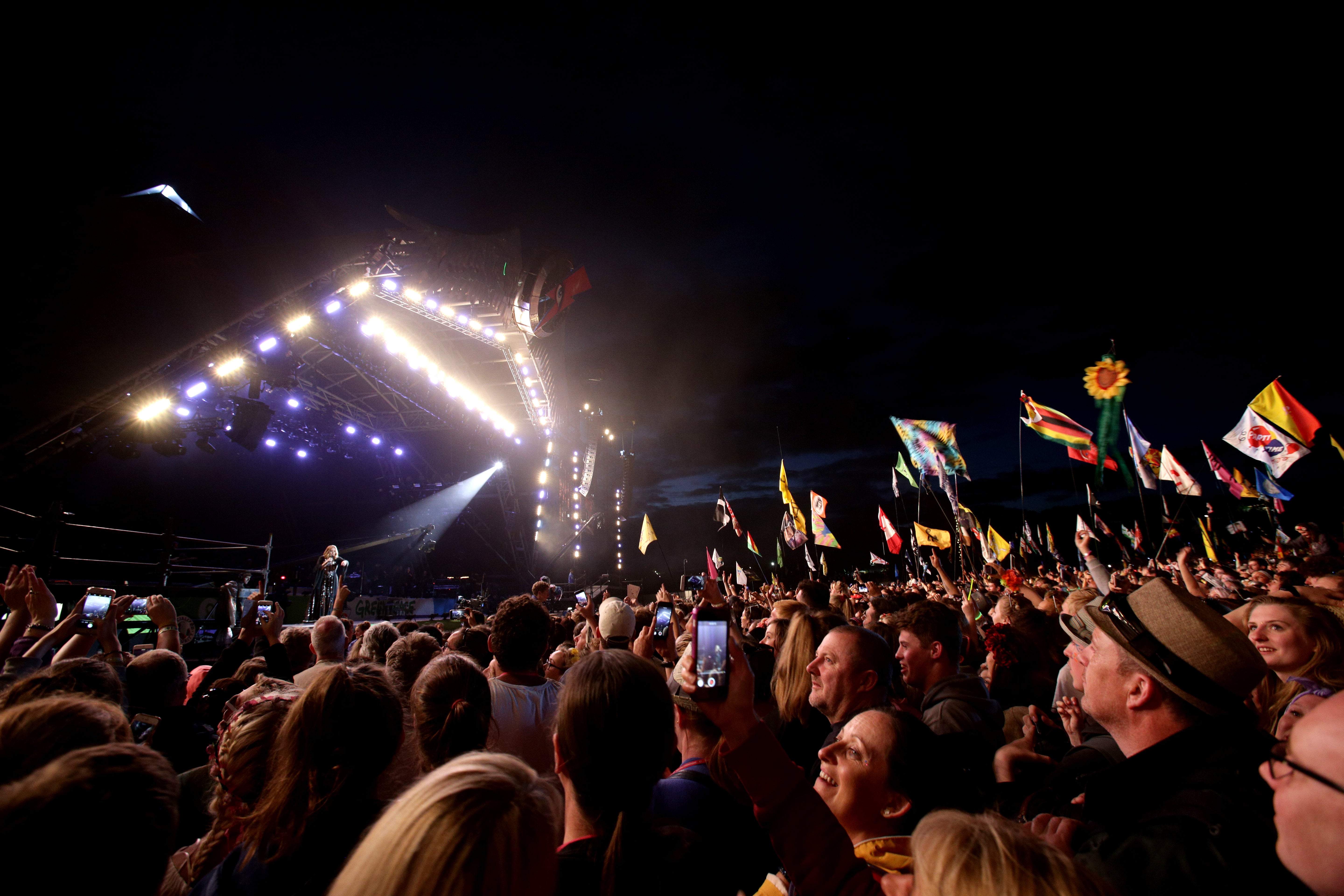 Performing on the Pyramid Stage at Glastonbury in 2016