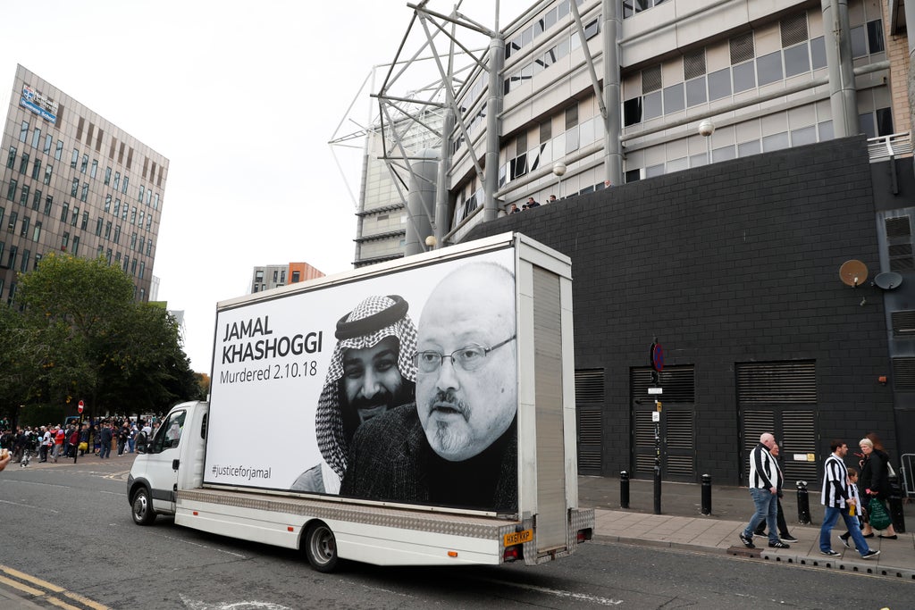 ‘Justice for Jamal Khashoggi’ – van drives poster around Newcastle United’s stadium after Saudi takeover