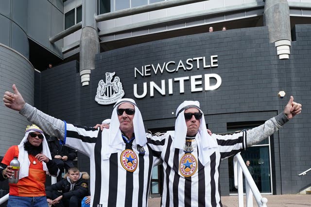 <p>Newcastle fans celebrate the Saudi takeover </p>