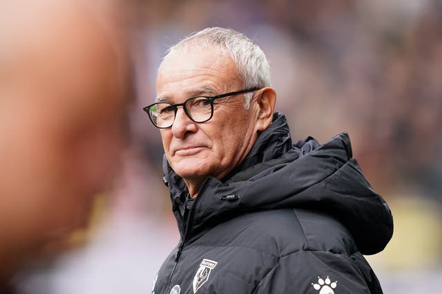Claudio Ranieri during the clash with Liverpool (Tess Derry/PA)