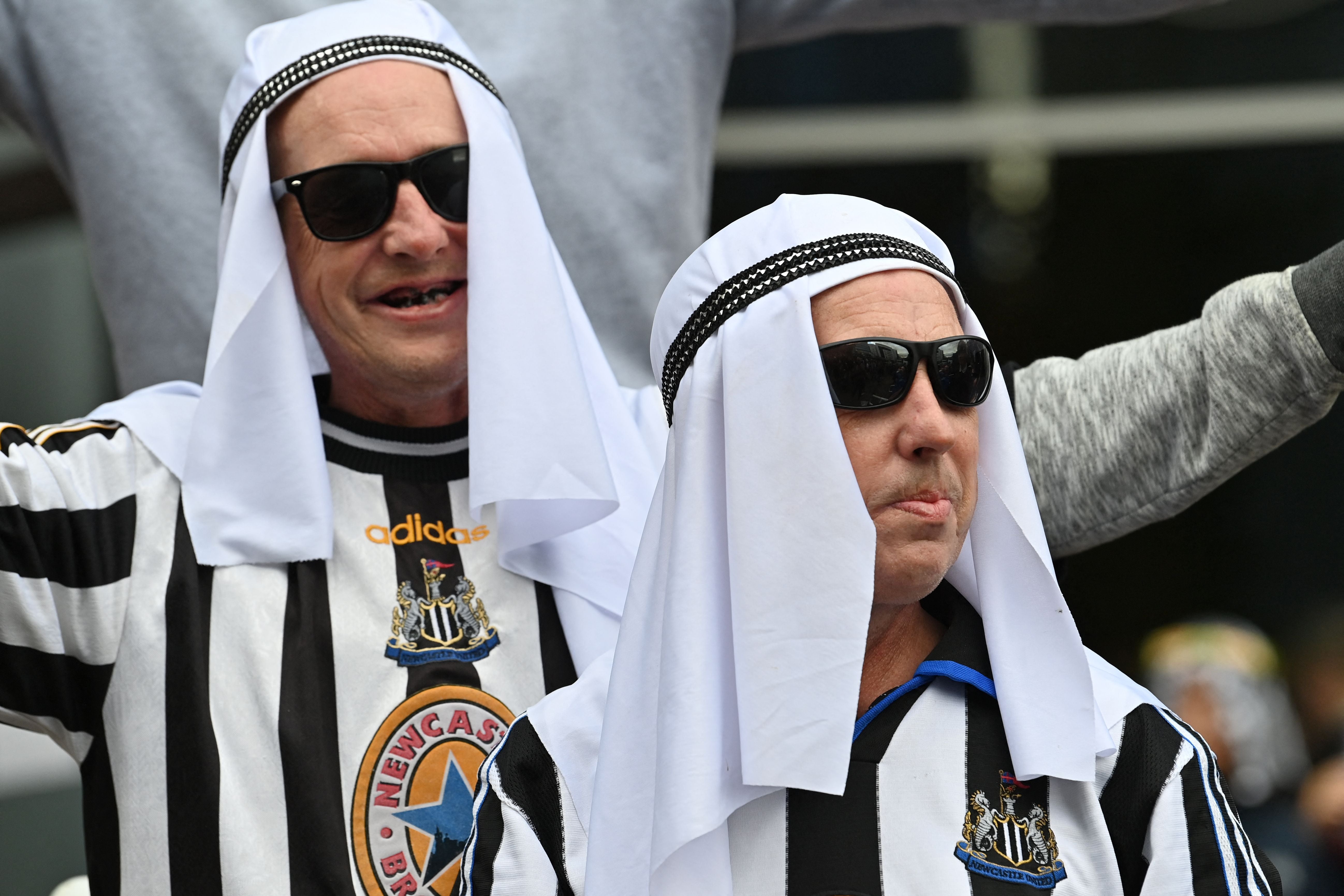 Newcastle United fans at St James’ Park on Sunday after the club was taken over by a wealthy Saudi-led consortium