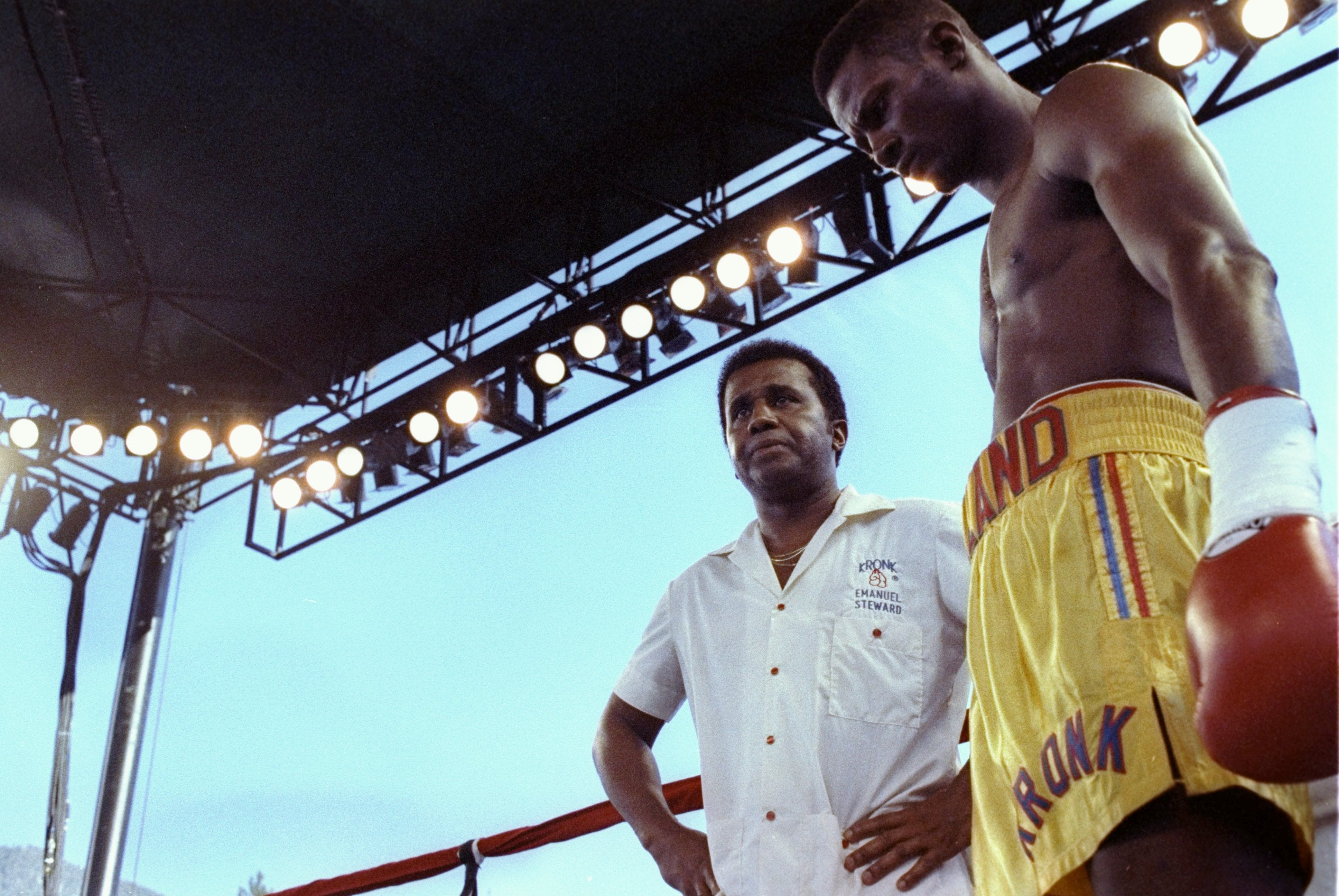 Mark Breland in 1991 alongside legendary trainer Emanuel Steward