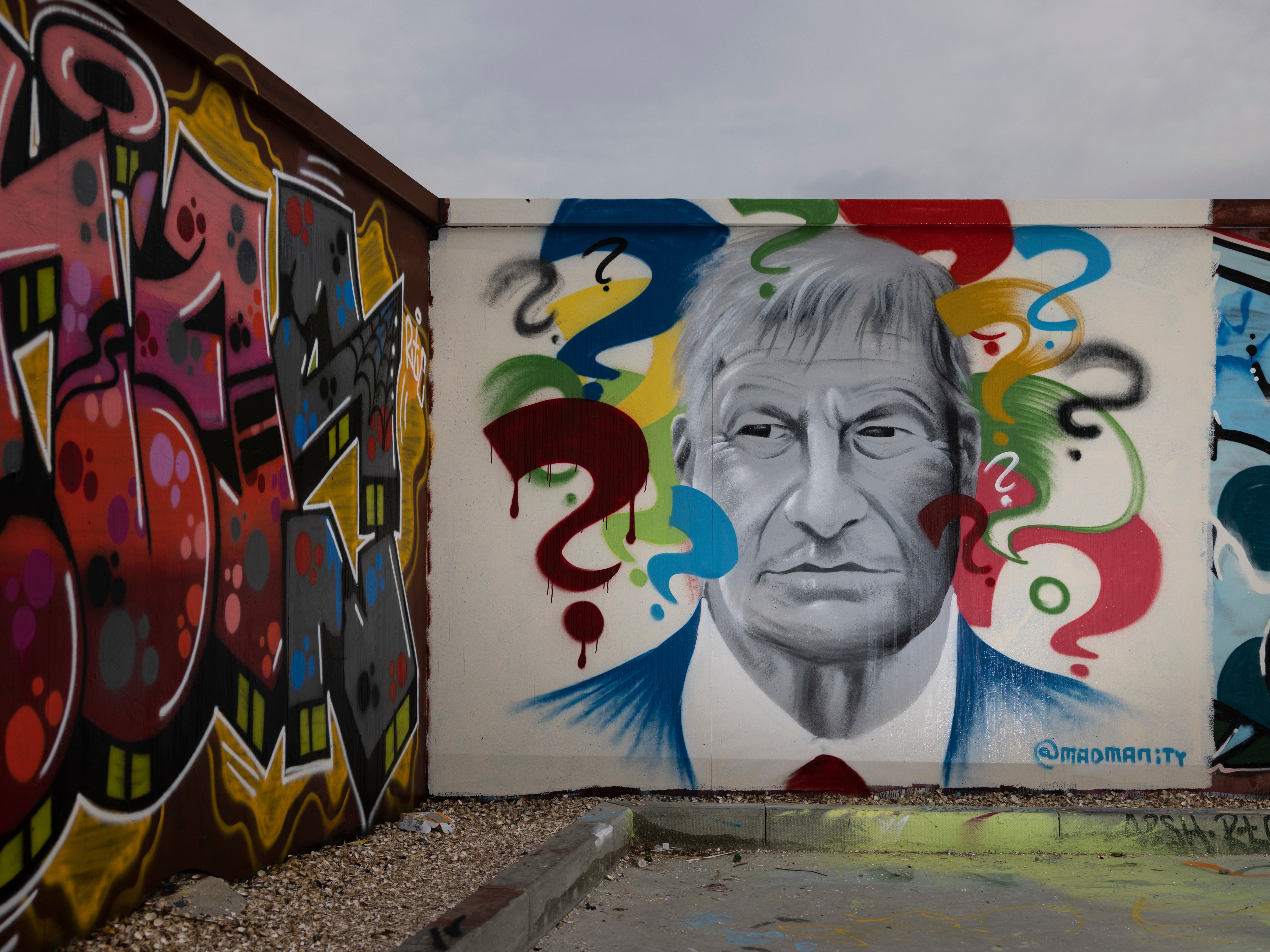 A new piece of graffiti artwork depicting the late Sir David Amess, who was killed while conducting a surgery for constituents last week, appears on a wall in Leigh-on-Sea