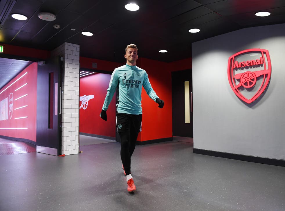 pBenjamin White heads out for his warm-up/p