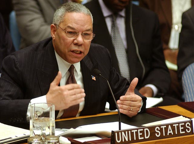 <p>Colin Powell claimed speech to UN result of ‘great intelligence failure’</p>