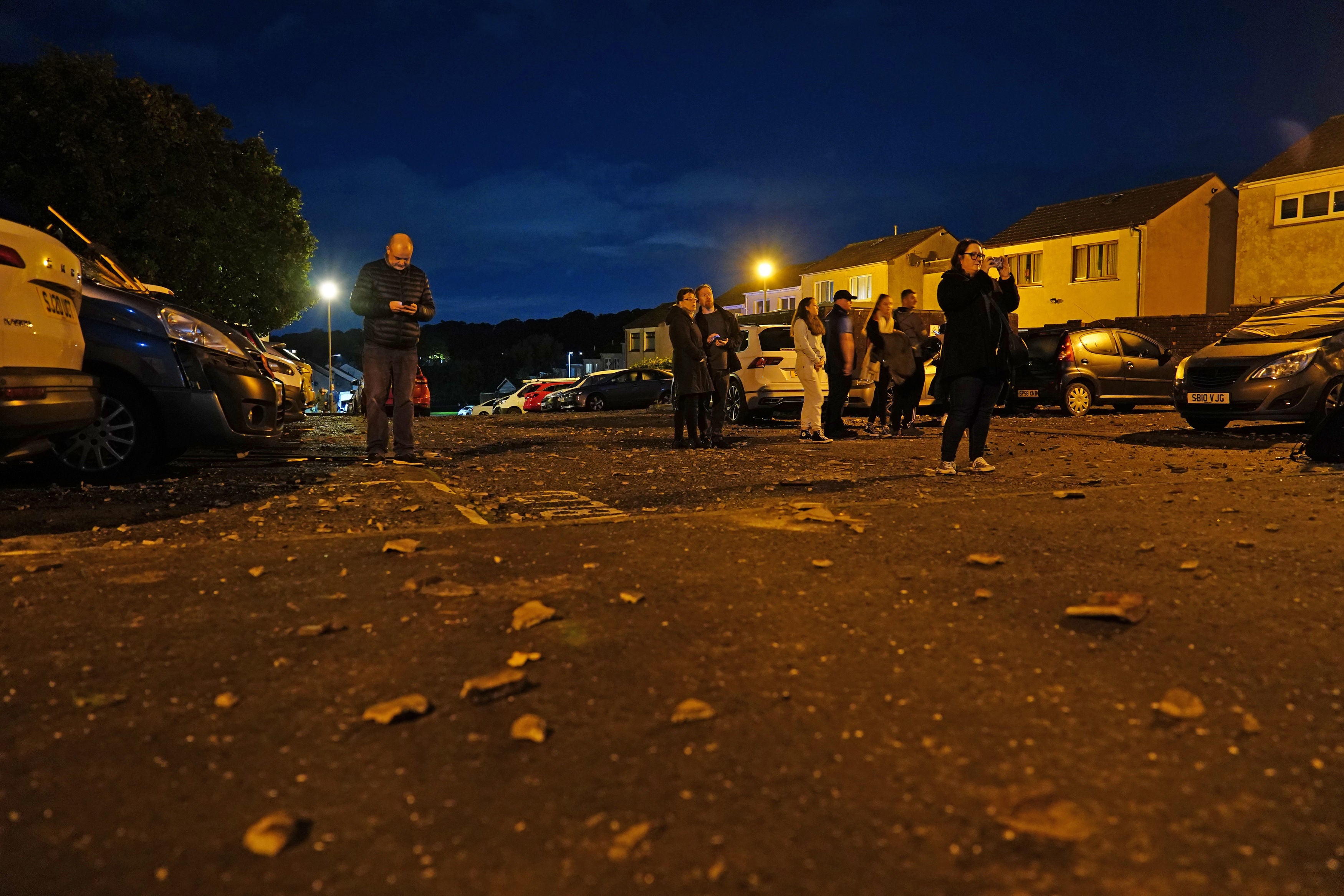 Debris at the scene at Primrose Park, Ayr, following the large explosion