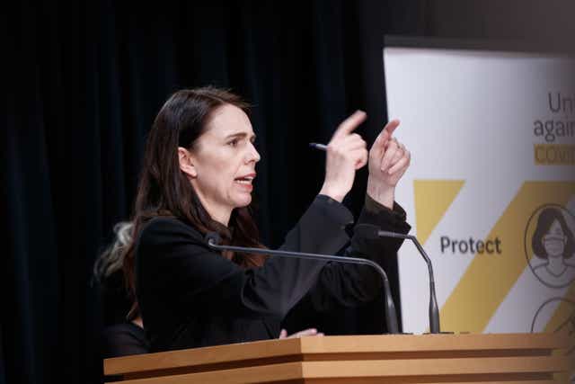 <p>Prime Minister Jacinda Ardern gives the latest Covid-19 update on Tuesday in Wellington, New Zealand</p>