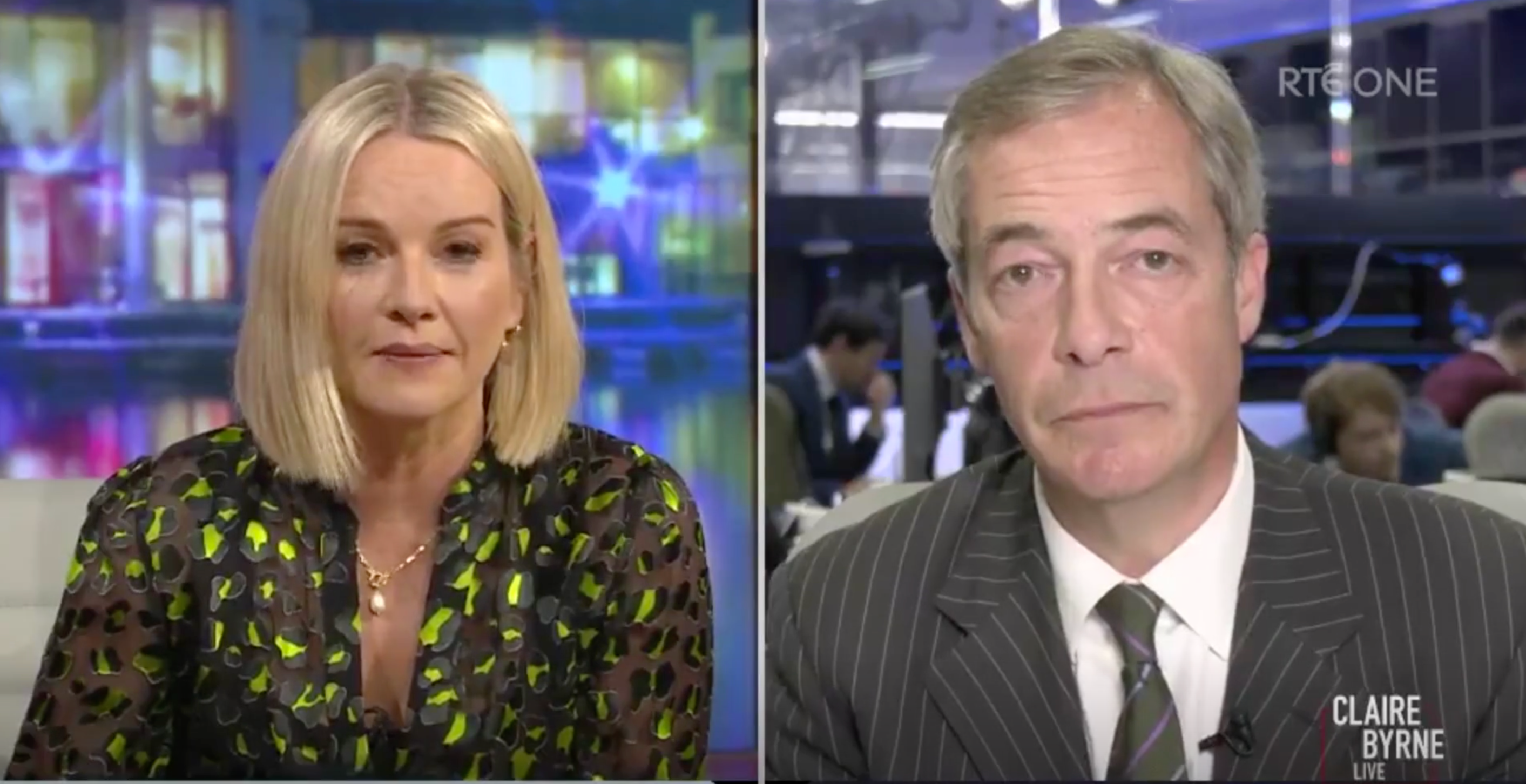 ‘You haven’t got a clue’: RTE’s Claire Byrne challenges Nigel Farage over his knowledge of Ireland