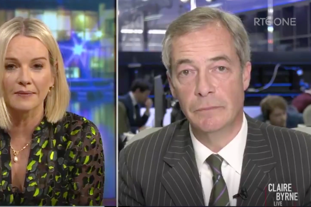 <p>'No tienes ni idea': Claire Byrne de RTÉ desafía a Nigel Farage por su conocimiento de Irlanda. </p>