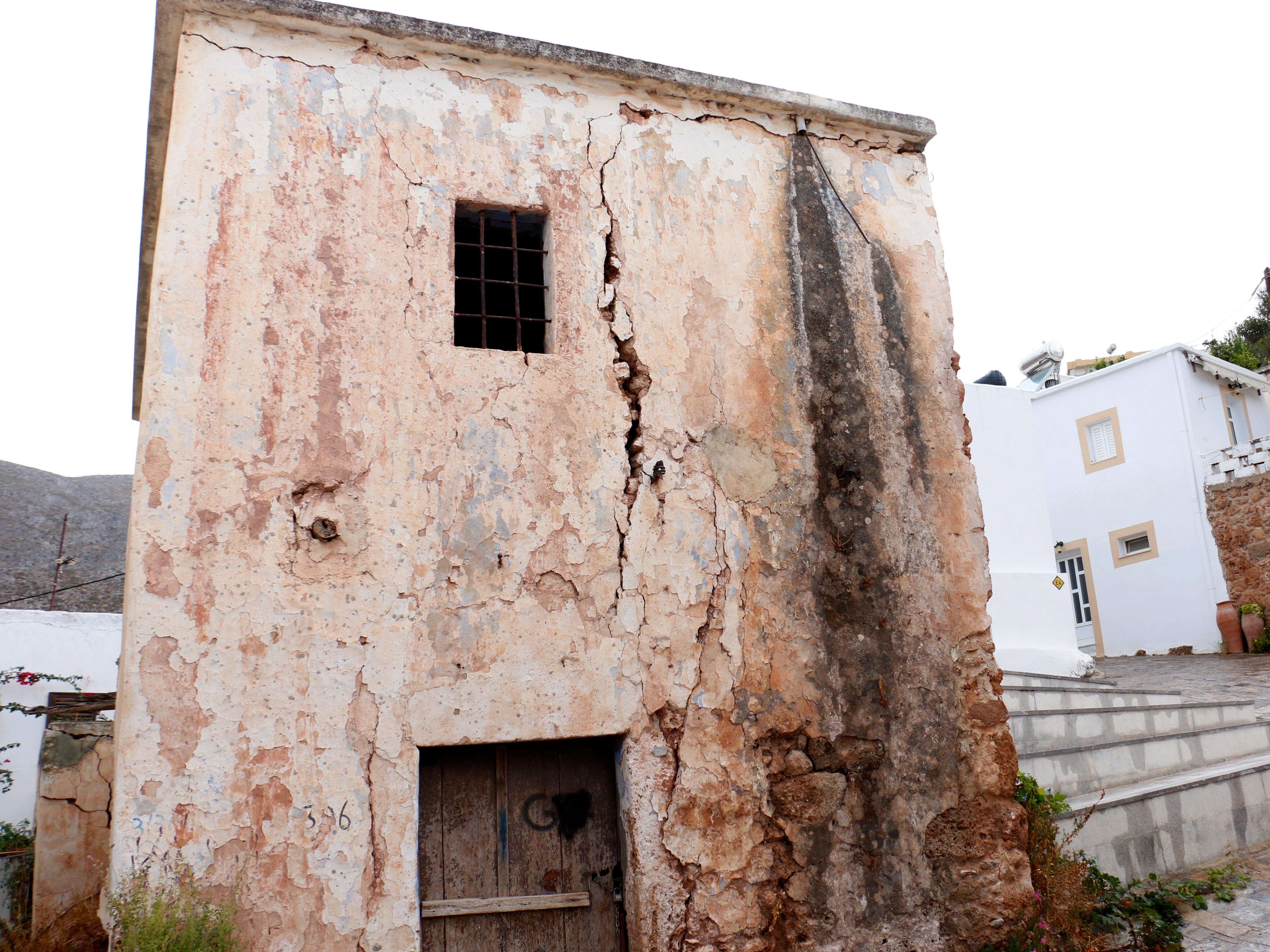 Damage done to an old house in Zakros village, near Sitia