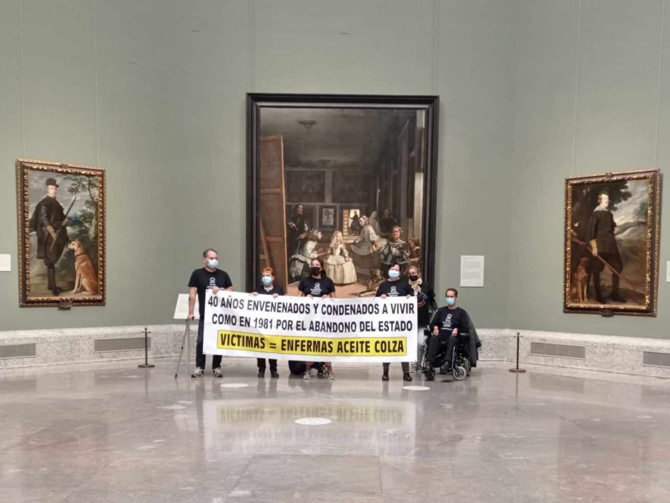 Protestors arrived at the El Prado Museum in Madrid, Spain from 10am.