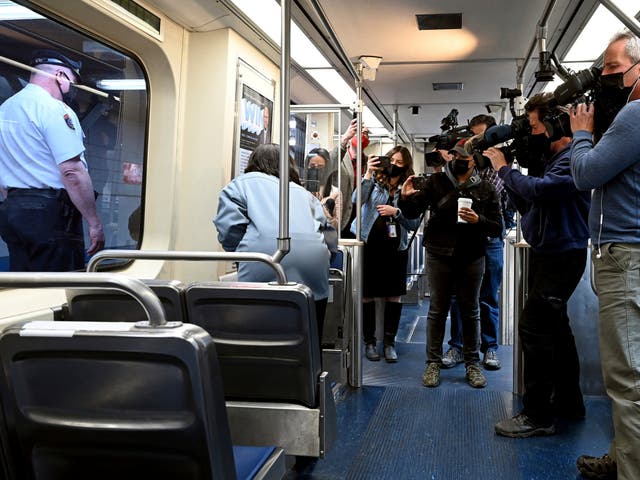 <p>SEPTA Transit Police Chief Thomas Nestel III holds a news conference on an El platform at the 69th Street Transportation Center, Monday, Oct. 18, 2021, in Philadelphia, following a brutal rape on the El</p>