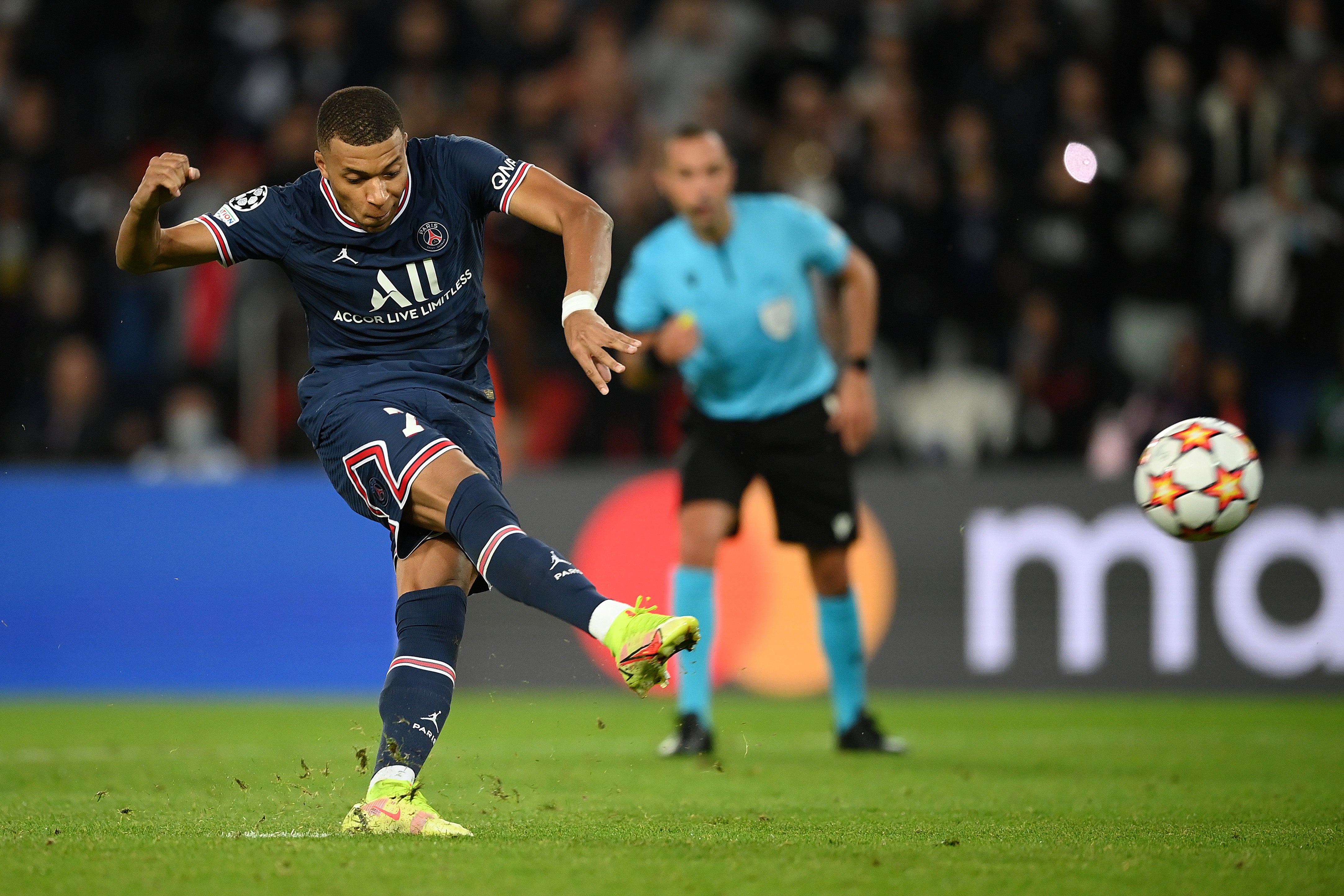 Kylian Mbappe in action for PSG