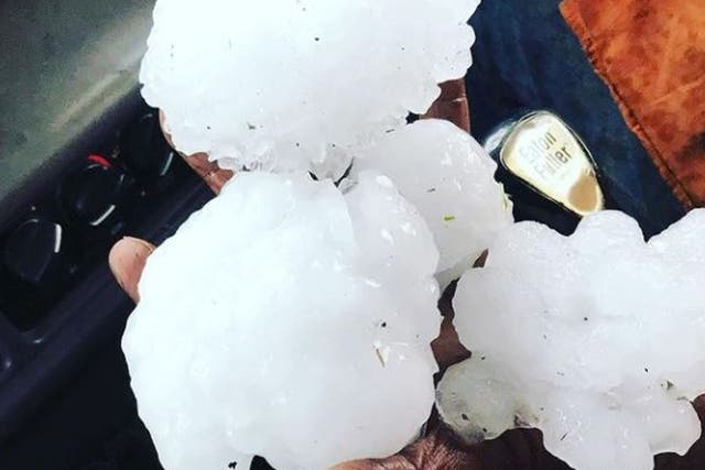 <p>The huge hailstones that rained down on parts of Queensland, Australia </p>