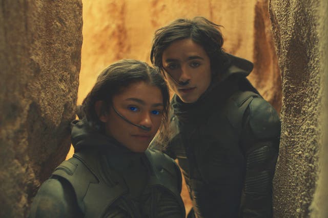 <p>Zendaya and Timothée Chalamet in ‘Dune’ </p>