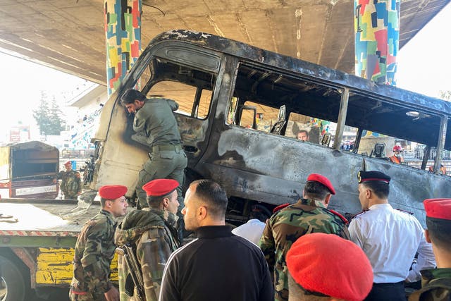 <p>The bus was hit as it drove under Jisr al-Rais bridge</p>