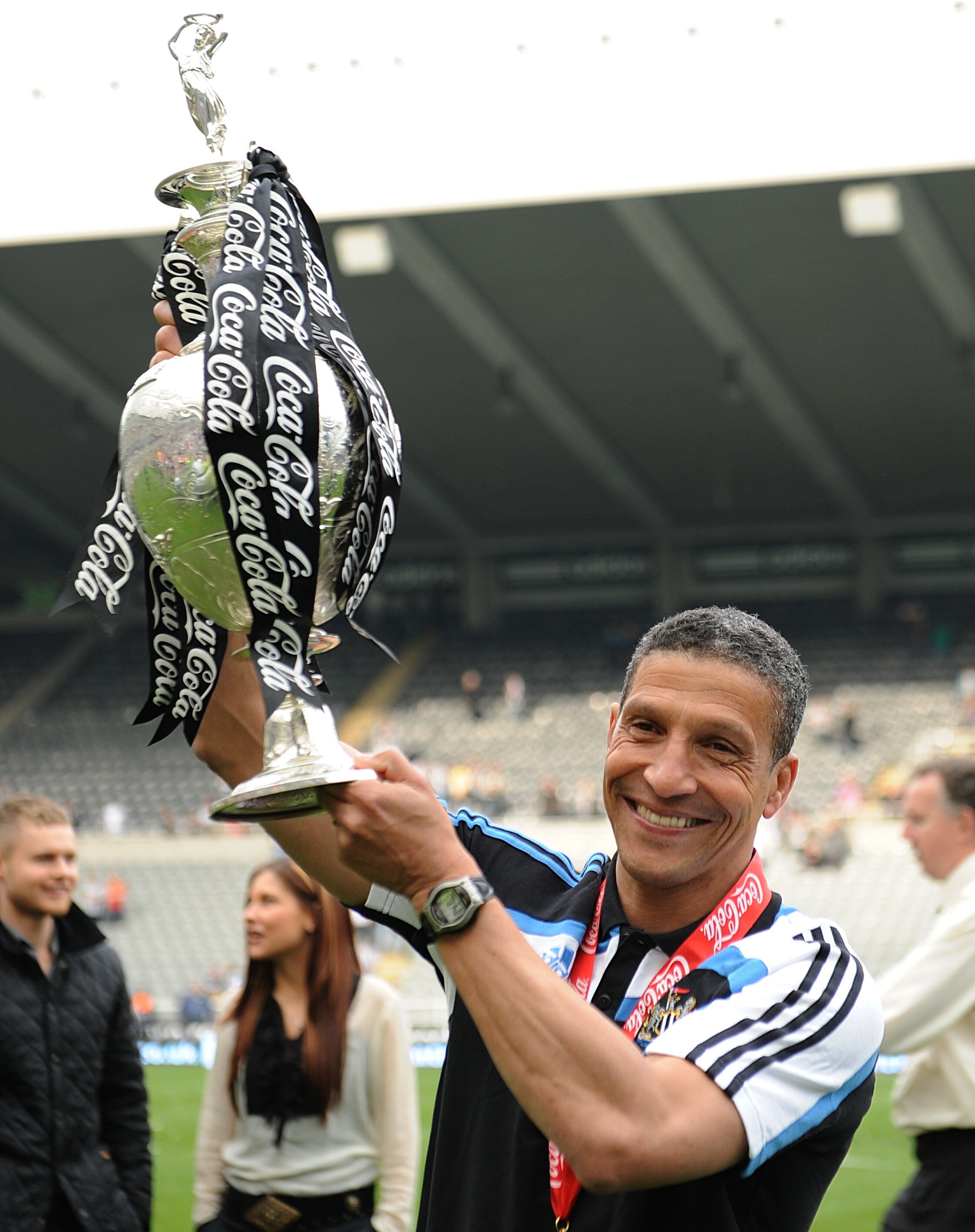 Chris Hughton guided Newcastle back into the Premier League as champions (Owen Humphreys/PA)