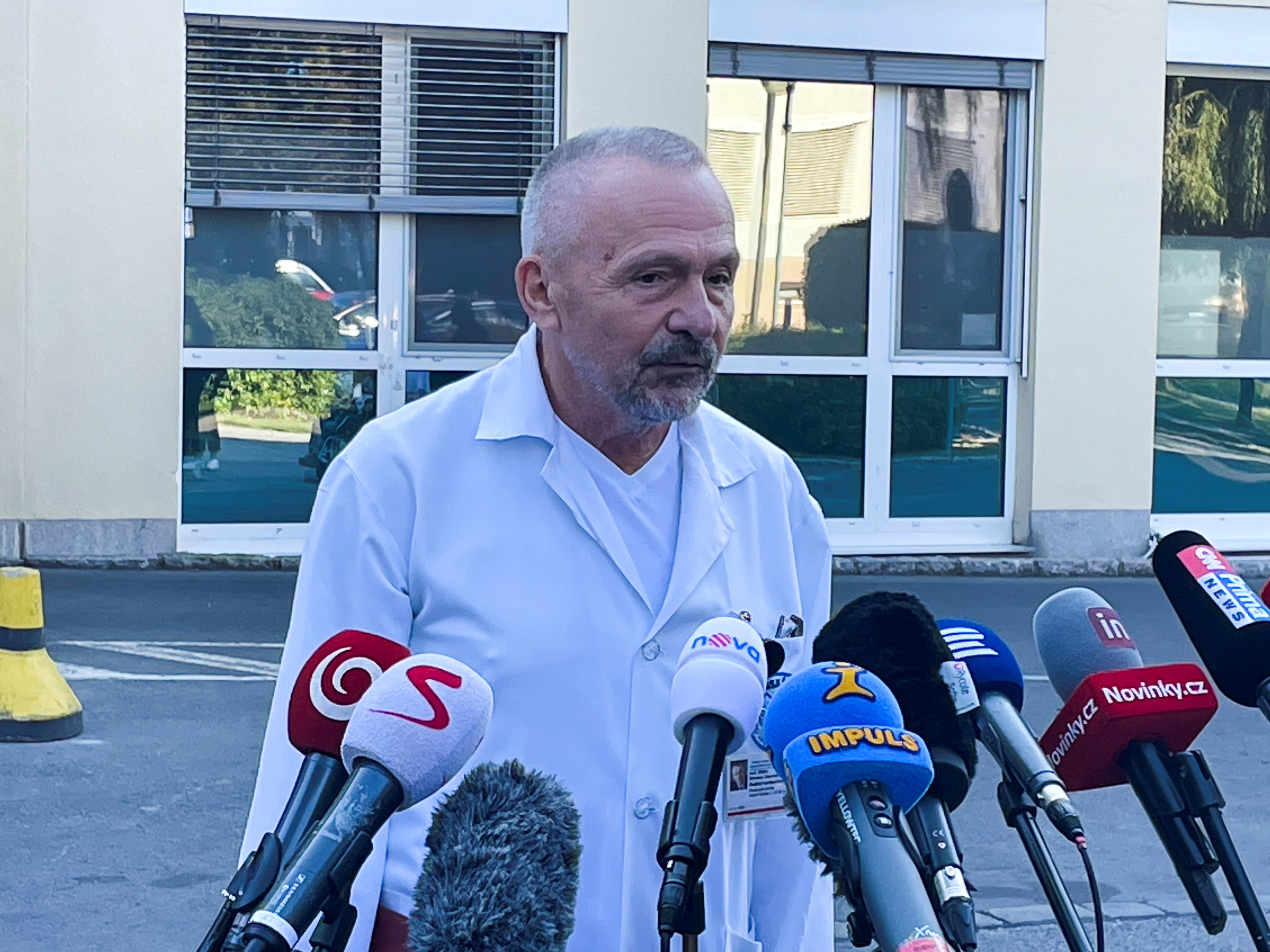 Miroslav Zavoral, director of the Military University Hospital, speaks after Czech president Milos Zeman was admitted to intensive care