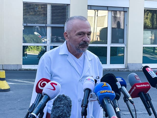 <p>Miroslav Zavoral, director of the Military University Hospital, speaks after Czech president Milos Zeman was admitted to  intensive care</p>