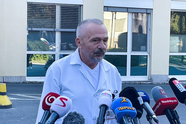 <p>Miroslav Zavoral, director of the Military University Hospital, speaks after Czech president Milos Zeman was admitted to  intensive care</p>
