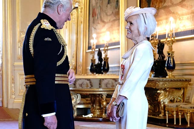 <p>Mary Berry is made a Dame Commander by Prince Charles</p>