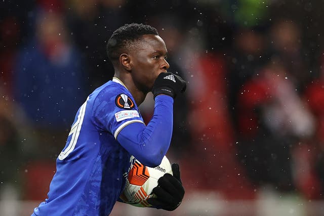 Patson Daka scored four times in Russia to revive Leicester’s hopes (AP/PA)