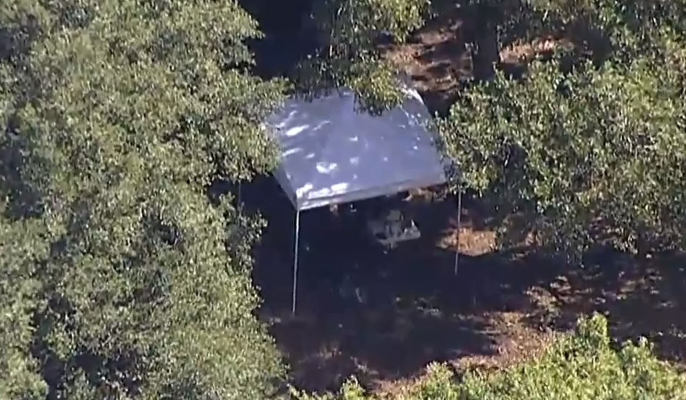 Law enforcement set up a tent near to where human remains were found