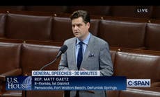 Matt Gaetz says ‘I think someone may be trying to kill me’ in speech on House floor