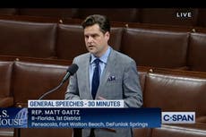 Matt Gaetz says ‘I think someone may be trying to kill me’ in speech on House floor