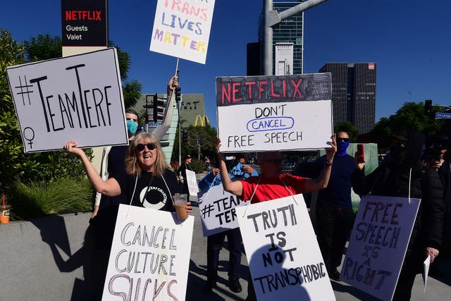<p>Dave Chappelle fans at a rally against Netflix special ‘The Closer’  </p>