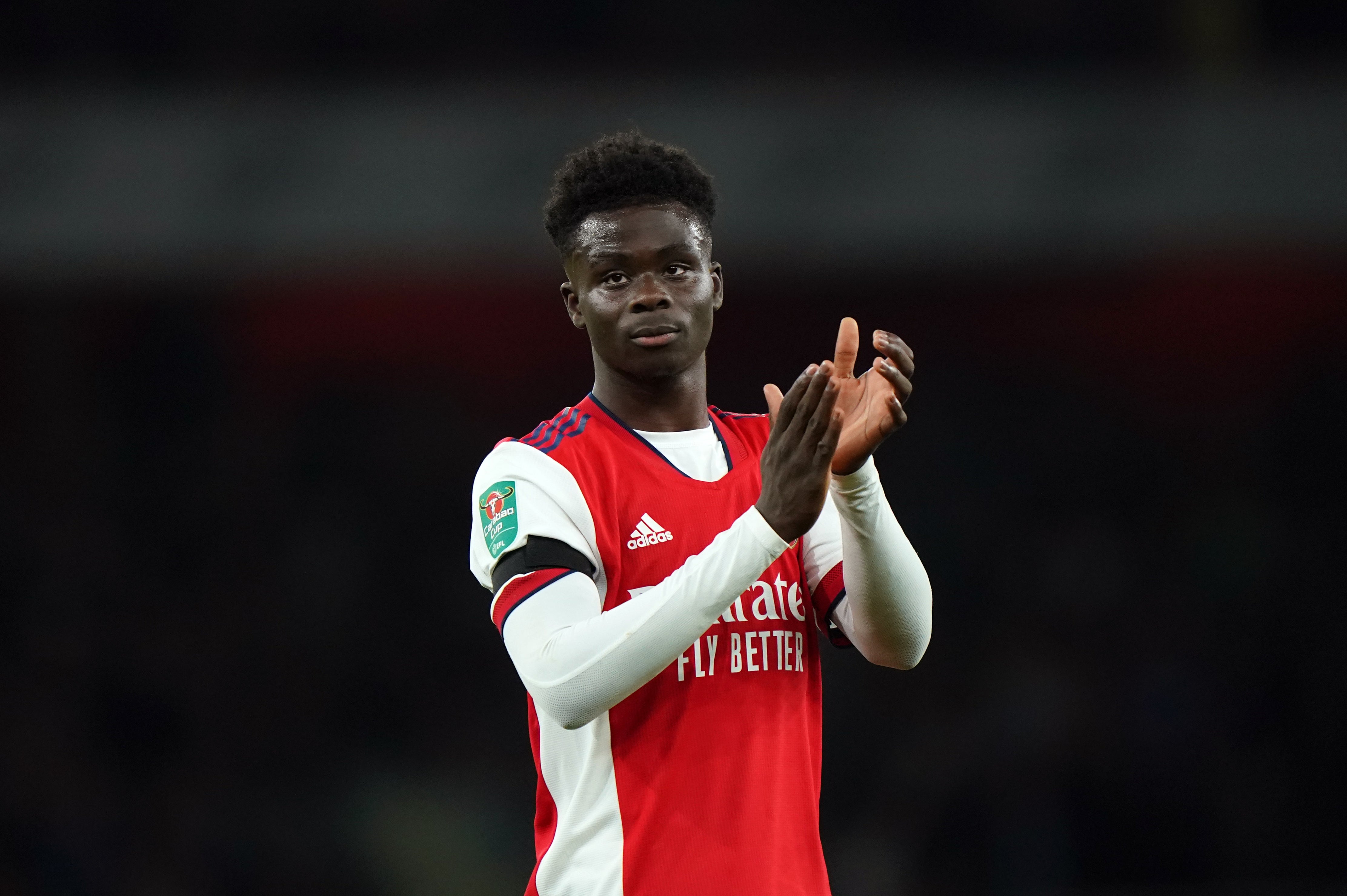 Bukayo Saka could miss the Villa fixture through injury (Tim Goode/PA)