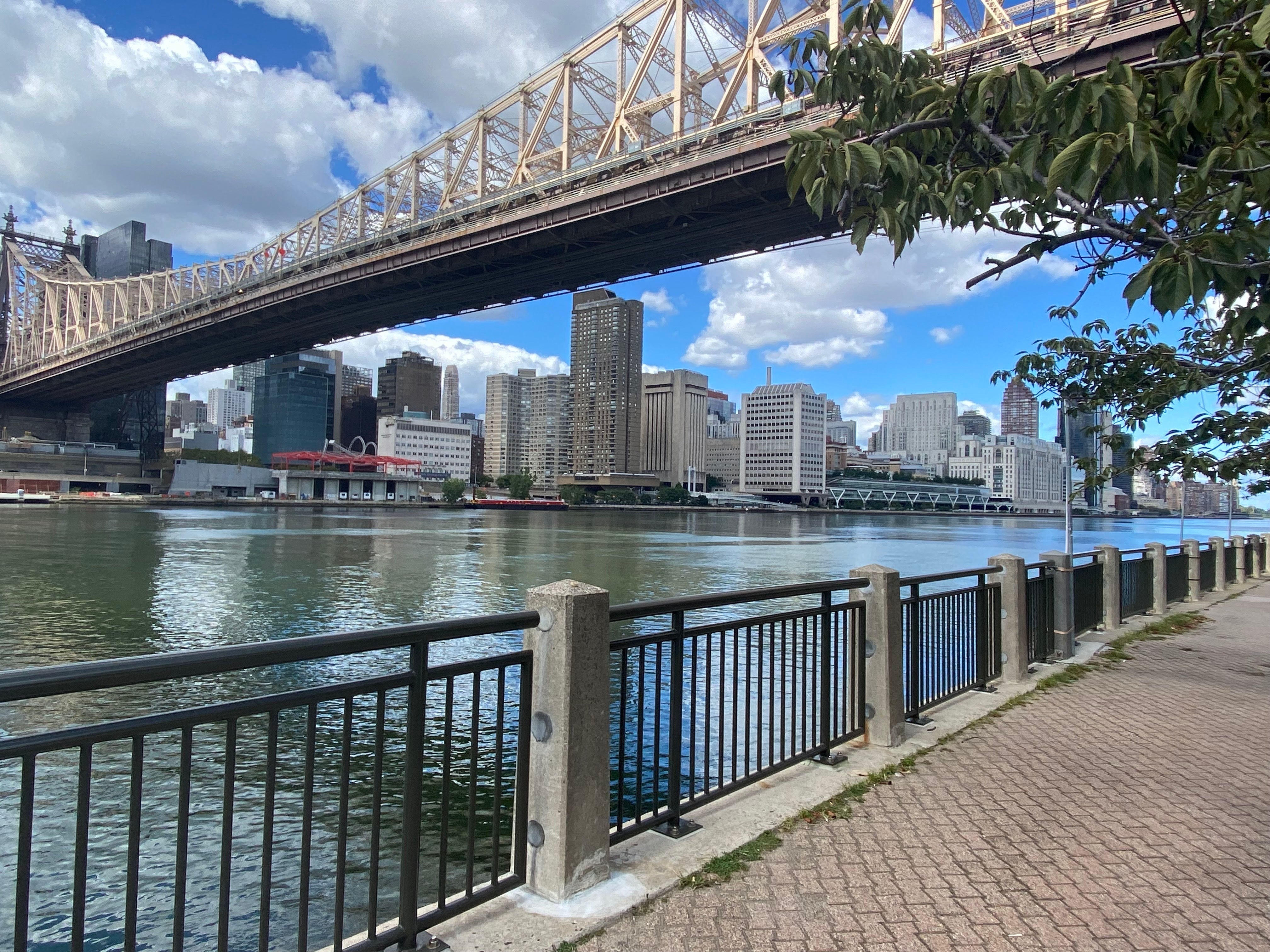 Roosevelt Island is nice if you are looking for a peaceful location for a walk near the water