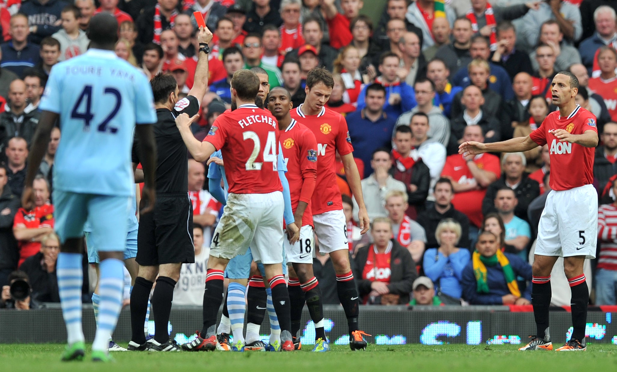 United were put to the sword after Jonny Evans was sent off (Martin Rickett/PA)