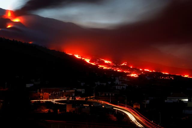<p>Lava from the Cumbre Vieja volcano flows on the Canary Island of La Palma</p>