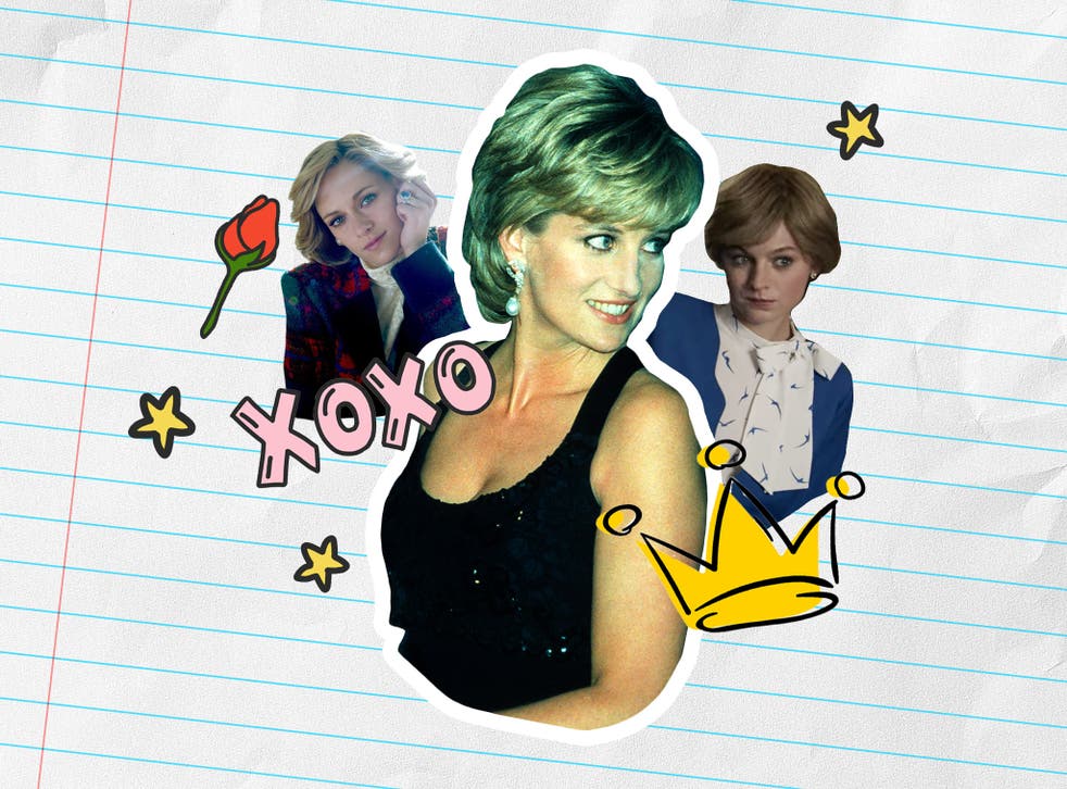 <p>Meme queen: Princess Diana in 1995, and Kristen Stewart (left) in ‘Spencer’ and Emma Corrin (right) in ‘The Crown’</p>